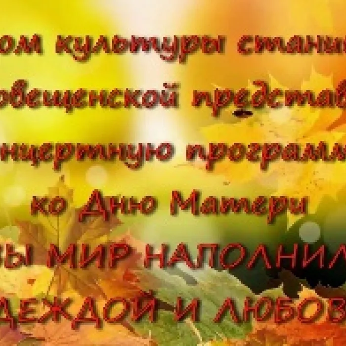 Концертная программа, посвященная Дню матери "Вы мир наполнили надеждой и любовью"