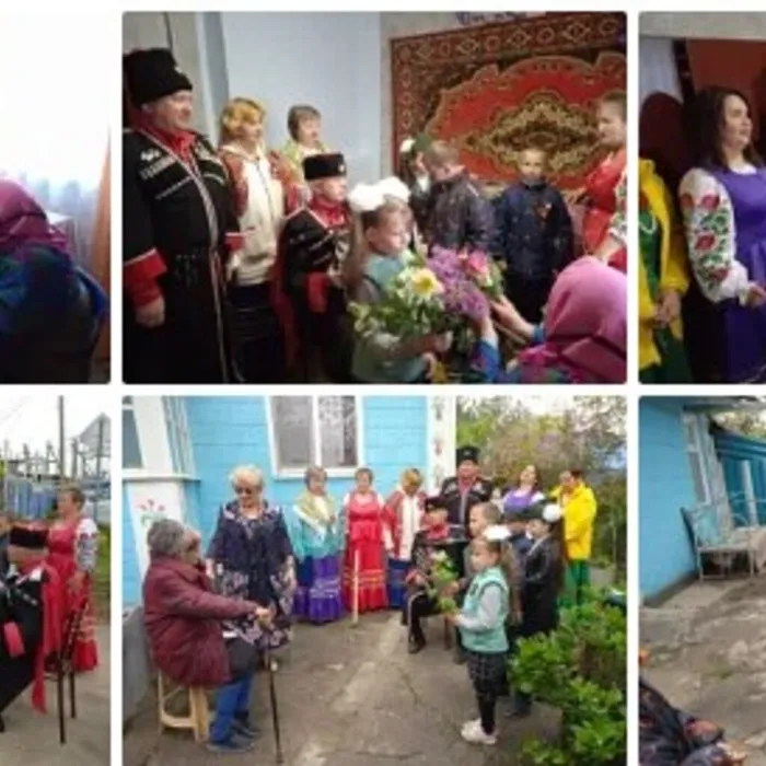 4 мая сотрудники дома культуры совместно с сотрудниками библиотеки, председателем совета ветеранов ст. Благовещенской Литтиг Л.И., представителем органов ТОС Кошкиной Т.Н., учащимися  2 класса МБОУ СОШ №8  осуществили адресное поздравление на дому ветеранов ВОВ, вдов УВОВ, "детей войны".